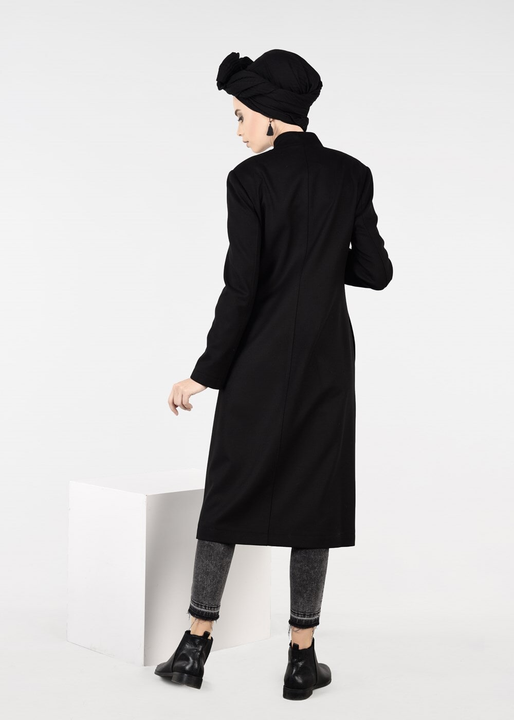 Tesettür giyim MOR ÇİZGİLİ TRENÇKOT 1936