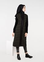 Tesettür giyim HAKİ ÇİZGİLİ TRENÇKOT 1936