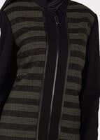 Tesettür giyim HAKİ ÇİZGİLİ TRENÇKOT 1936