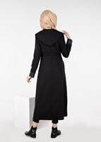 Tesettür giyim SİYAH BELDEN BAĞCIKLI ARMALI TRENÇKOT 1941 