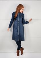 Tesettür giyim LACİVERT KAPÜŞONLU BELİ BAĞCIKLI DENİM TRENÇKOT 1943 