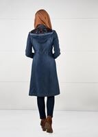 Tesettür giyim LACİVERT KAPÜŞONLU BELİ BAĞCIKLI DENİM TRENÇKOT 1943 