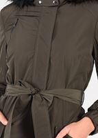 Tesettür giyim HAKİ MANŞETLERİ LASTİKLİ PELUŞ DETAYLI TRENÇKOT 1947 