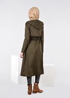 Tesettür giyim HAKİ KEMER DETAYLI TRENÇKOT 1954