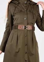 Tesettür giyim HAKİ KEMER DETAYLI TRENÇKOT 1954