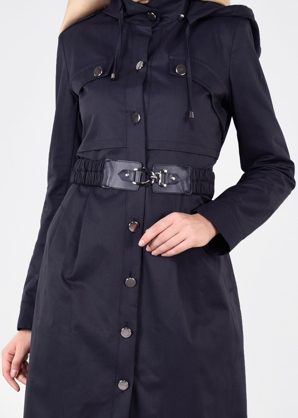 Tesettür giyim LACİVERT KEMER DETAYLI TRENÇKOT 1954