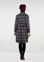 Tesettür giyim BORDO KUŞAKLI EKOSE TRENÇKOT 4948 