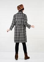 Tesettür giyim TABA KUŞAKLI EKOSE TRENÇKOT 4948 