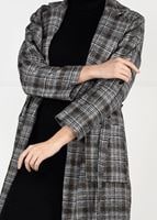 Tesettür giyim TABA KUŞAKLI EKOSE TRENÇKOT 4948 