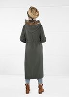 Hijab clothing KHAKI FAUX-FUR-TRIM HOODED TOPCOAT 6351 