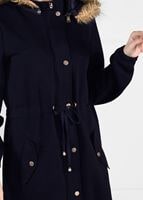 Tesettür giyim LACİVERT KAPÜŞONLU KÜRKLÜ TRENÇKOT 6351