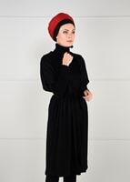 Tesettür giyim SİYAH YARASA KOL FİTİLLİ HIRKA 71251 