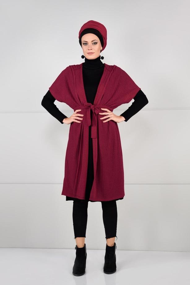 Tesettür giyim  YARASA KOL FİTİLLİ HIRKA 71251  - TRENDTESETTÜR