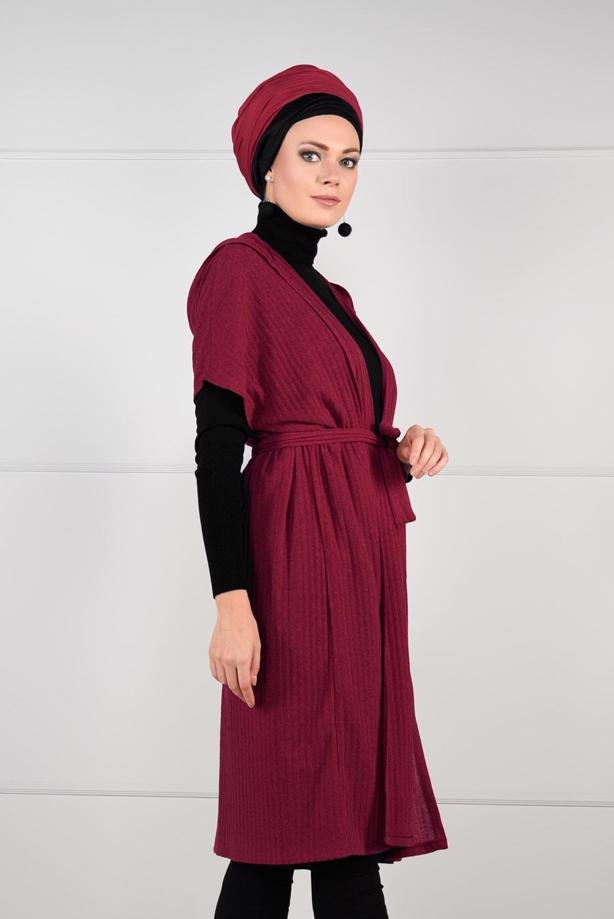 Tesettür giyim  YARASA KOL FİTİLLİ HIRKA 71251  - TRENDTESETTÜR