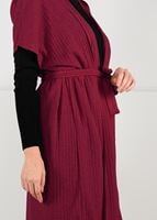 Tesettür giyim BORDO YARASA KOL FİTİLLİ HIRKA 71251 