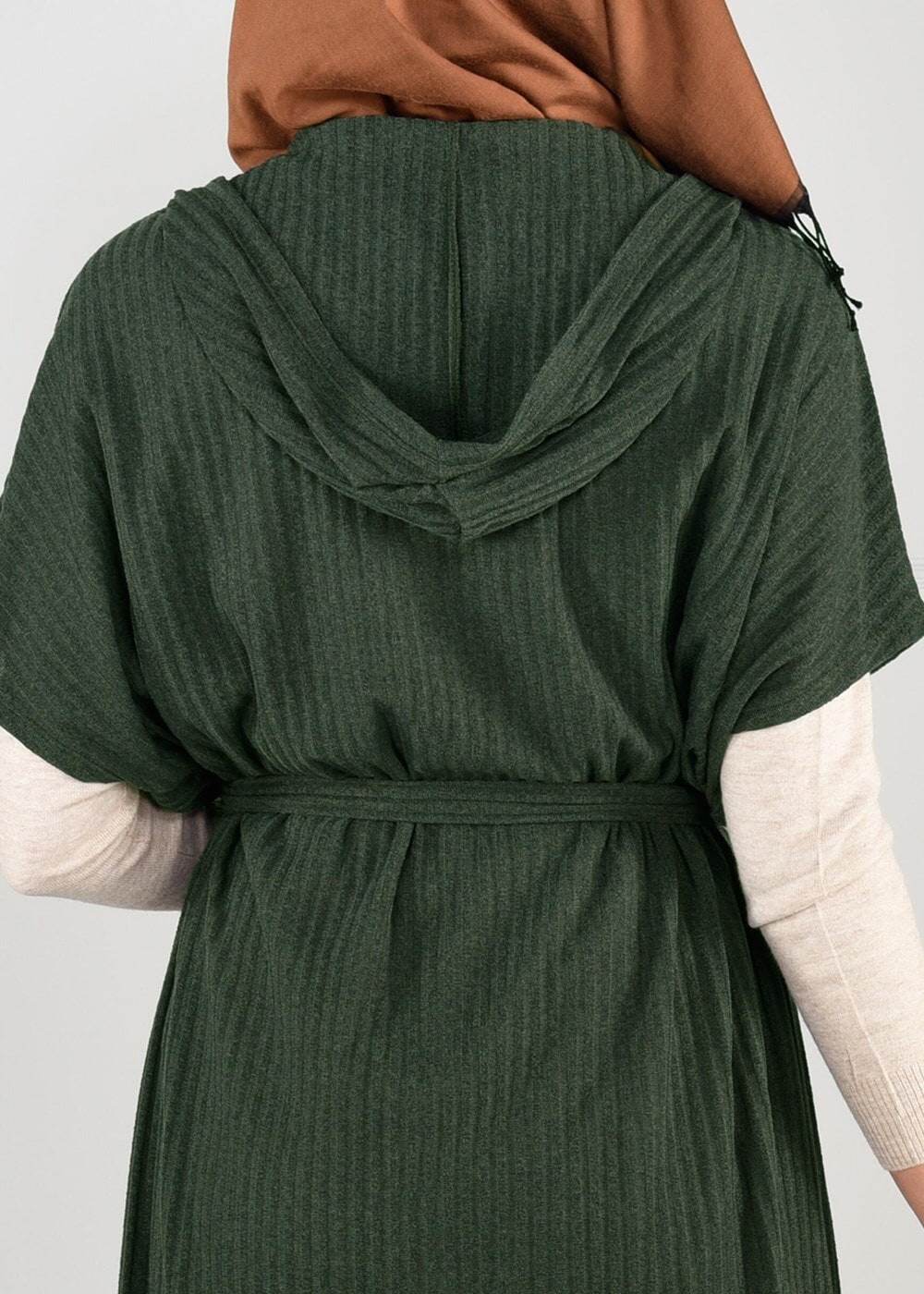 Tesettür giyim HAKİ YARASA KOL FİTİLLİ HIRKA 71251 