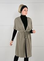 Tesettür giyim VİZON YARASA KOL FİTİLLİ HIRKA 71251 