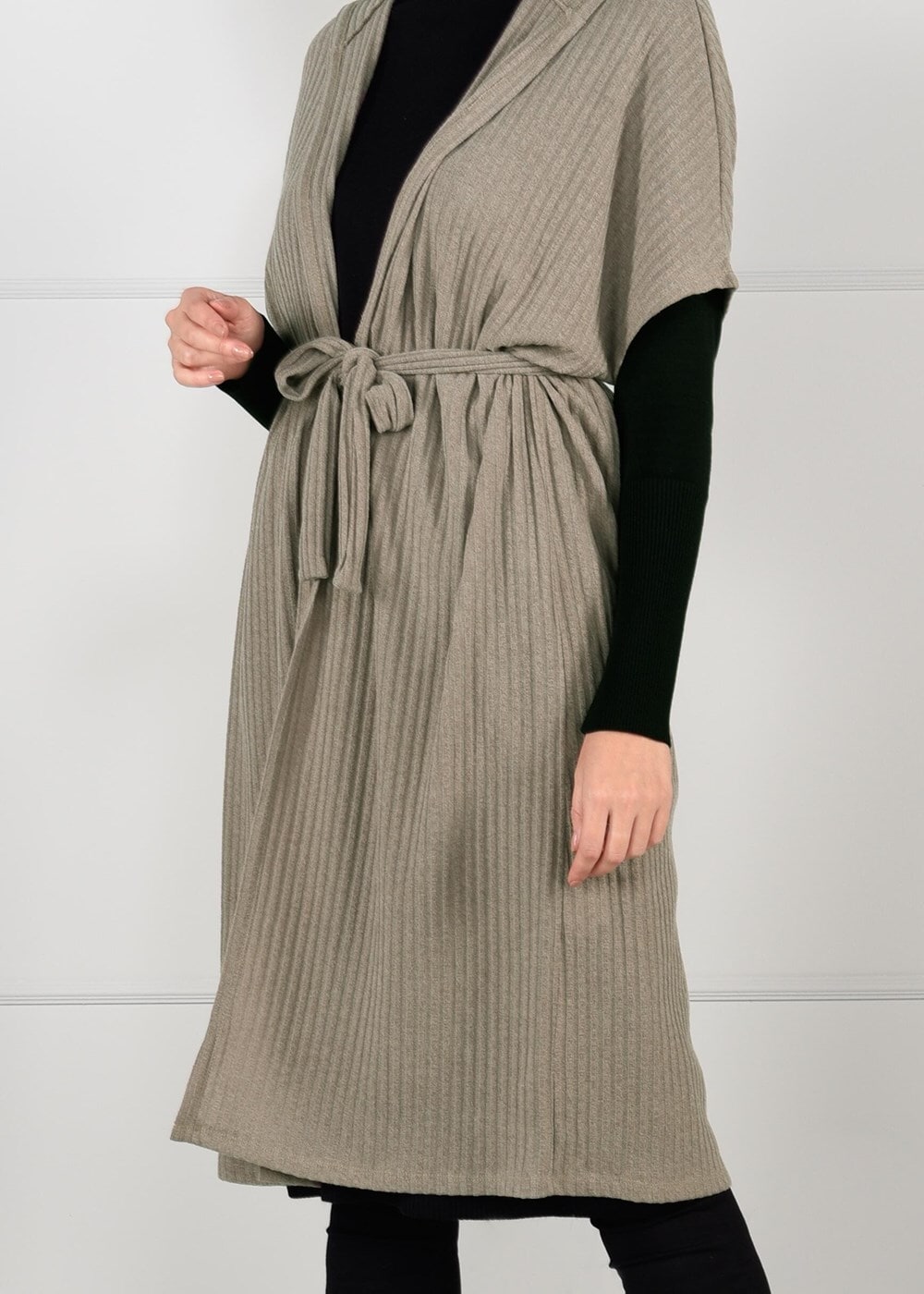 Tesettür giyim VİZON YARASA KOL FİTİLLİ HIRKA 71251 