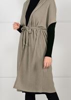 Tesettür giyim VİZON YARASA KOL FİTİLLİ HIRKA 71251 