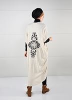 Tesettür giyim BEJ SIRTI BASKILI TRİKO HIRKA 78441