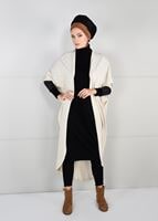 Tesettür giyim BEJ SIRTI BASKILI TRİKO HIRKA 78441