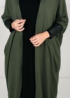 Tesettür giyim HAKİ SIRTI BASKILI TRİKO HIRKA 78441