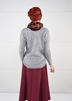 Vêtements hijab GRIS PULL EN TRICOT À COL ROND 3091