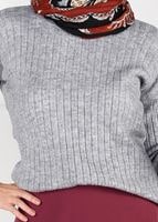 Tesettür giyim GRİ BİSİKLET YAKA TRİKO KAZAK 3091 