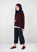 Vêtements hijab ROUGE BORDEAUX PULL EN TRICOT À COL ROND 3091