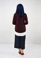 Vêtements hijab ROUGE BORDEAUX PULL EN TRICOT À COL ROND 3091