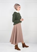 Hijab clothing KHAKI CREW-NECK KNIT SWEATER 3091