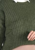 Tesettür giyim HAKİ BİSİKLET YAKA TRİKO KAZAK 3091 