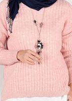 Tesettür giyim PUDRA BİSİKLET YAKA TRİKO KAZAK 3091 