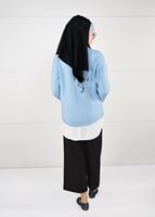 Hijab clothing BLUE CREW-NECK KNIT SWEATER 3091