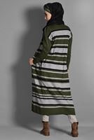 Tesettür giyim GRİ ÇİZGİLİ TRİKO HIRKA 4219