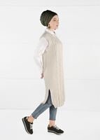 Tesettür giyim BEJ YANLARI YIRTMAÇLI TRİKO SÜVETER 6907 