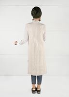 Tesettür giyim BEJ YANLARI YIRTMAÇLI TRİKO SÜVETER 6907 