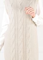 Tesettür giyim BEJ YANLARI YIRTMAÇLI TRİKO SÜVETER 6907 