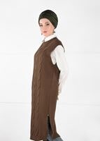 Tesettür giyim TABA YANLARI YIRTMAÇLI TRİKO SÜVETER 6907 