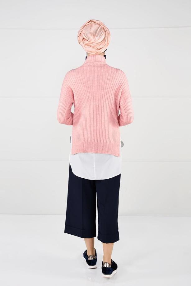 Hijab clothing  Fishing Collar Ribbed Sweater T 7091  - TRENDTESETTÜR