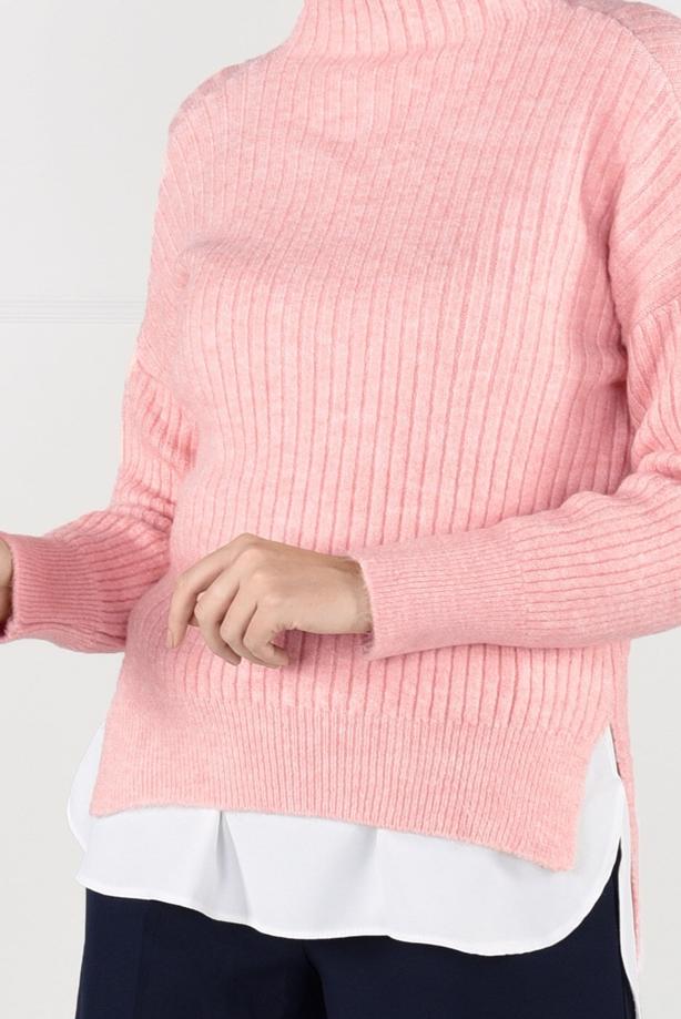 Hijab clothing  Fishing Collar Ribbed Sweater T 7091  - TRENDTESETTÜR