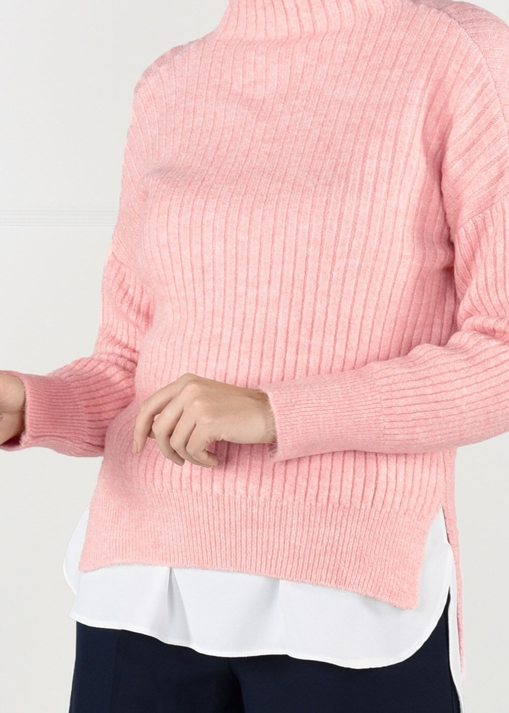 Hijab clothing POWDER Fishing Collar Ribbed Sweater T 7091 