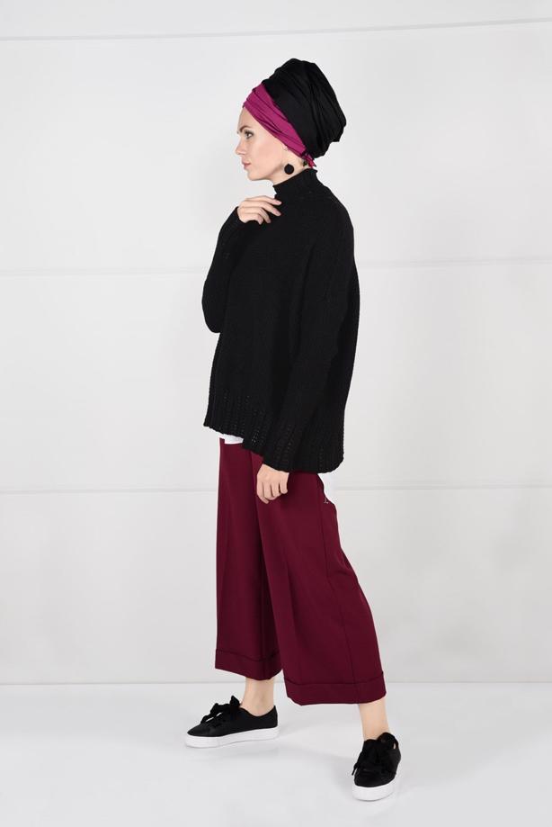 Vêtements hijab  MOCK-NECK OVERSIZE KNIT SWEATER 9101 - TRENDTESETTÜR