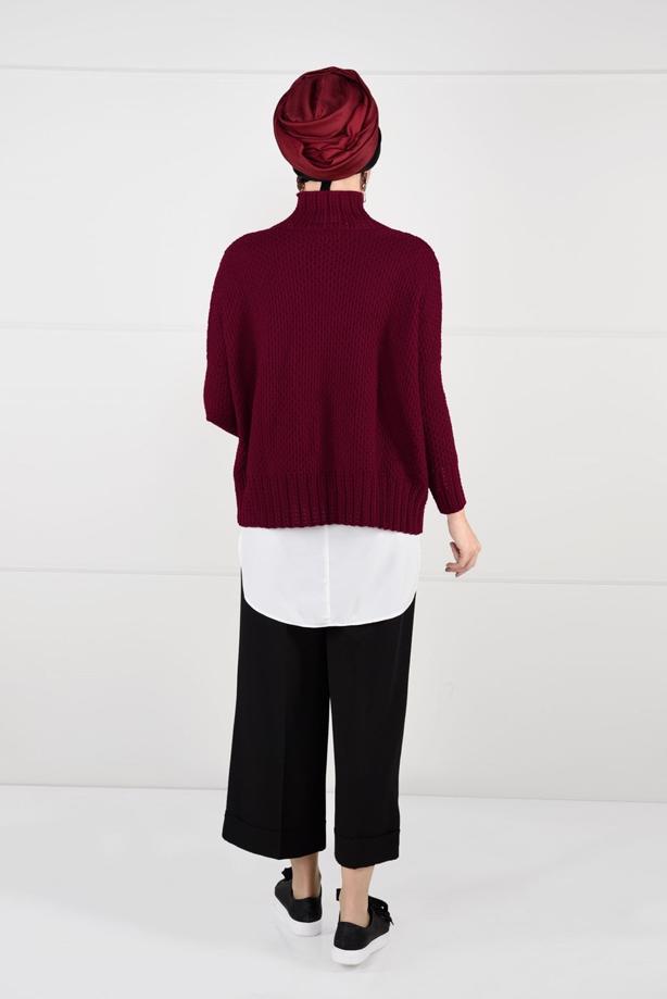 Vêtements hijab  MOCK-NECK OVERSIZE KNIT SWEATER 9101 - TRENDTESETTÜR