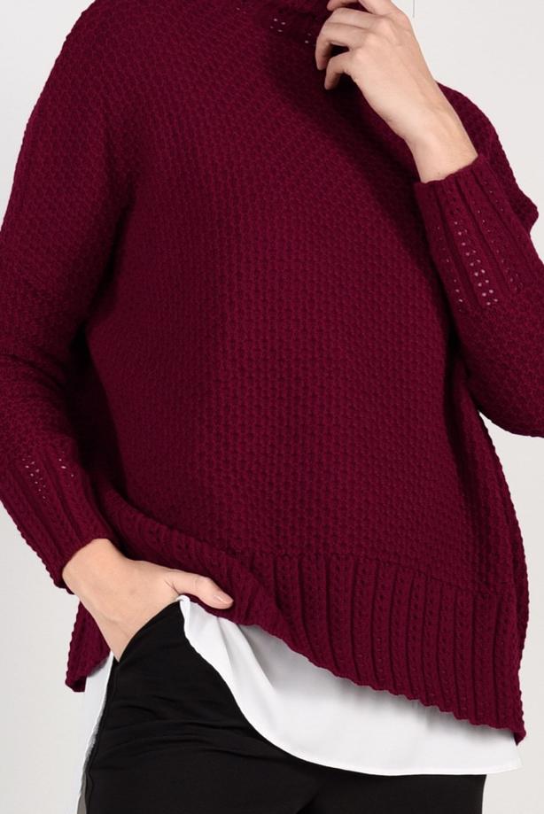 Vêtements hijab  MOCK-NECK OVERSIZE KNIT SWEATER 9101 - TRENDTESETTÜR