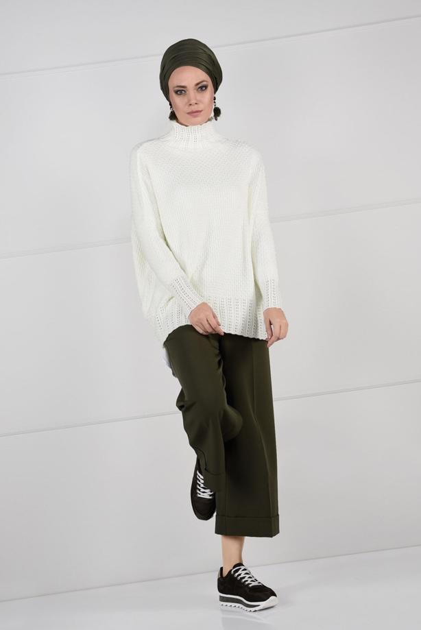 Vêtements hijab  MOCK-NECK OVERSIZE KNIT SWEATER 9101 - TRENDTESETTÜR