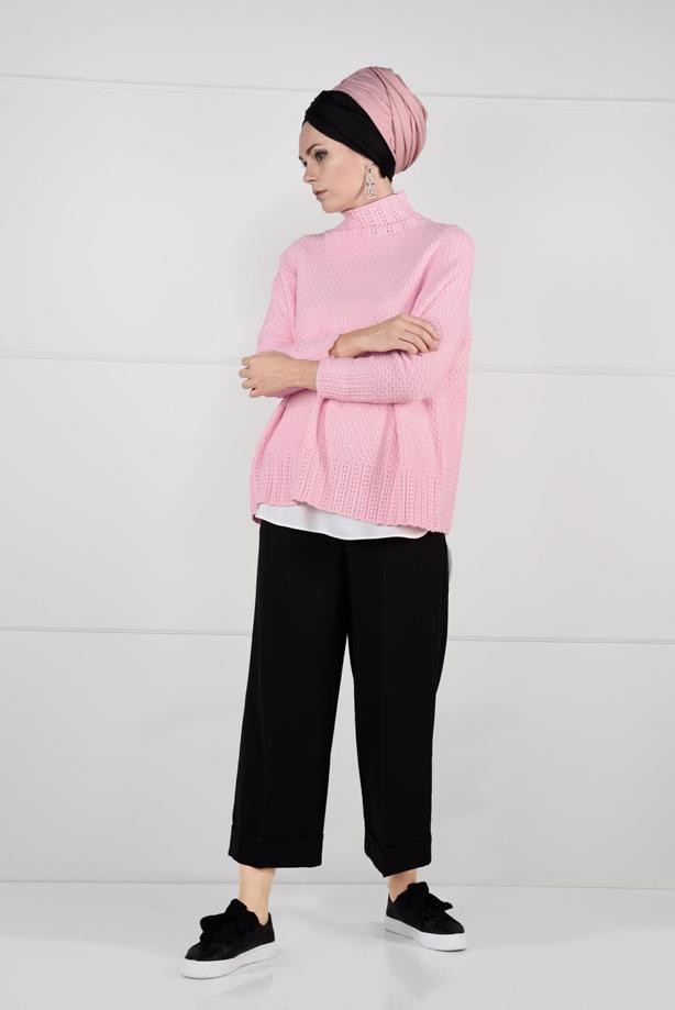Vêtements hijab  MOCK-NECK OVERSIZE KNIT SWEATER 9101 - TRENDTESETTÜR