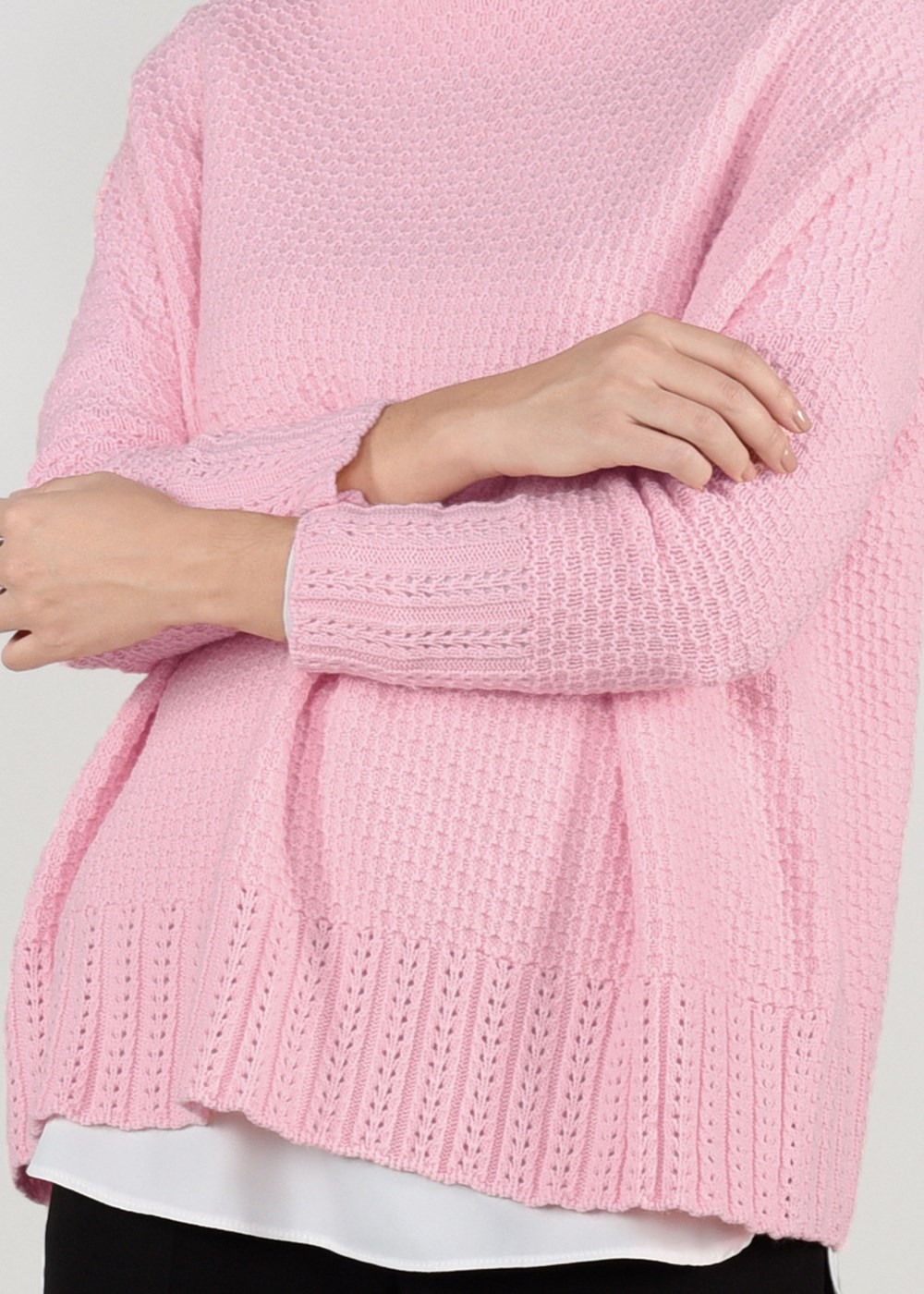 Hijab clothing PINK MOCK-NECK OVERSIZE KNIT SWEATER 9101