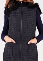 Tesettür giyim LACİVERT KAPÜŞONU PELUŞLU CEPLİ KAPİTONE YELEK 9614-1 