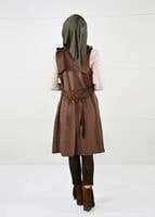 Tesettür giyim TABA KUŞAKLI SÜET SALAŞ YELEK 04941